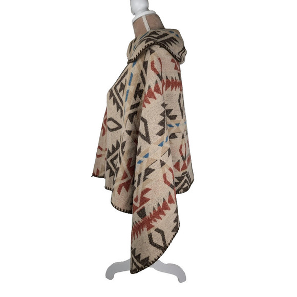 Bohemian Southwestern Aztec Tribal Style Fringe Poncho One Size - Picture 2 of 8